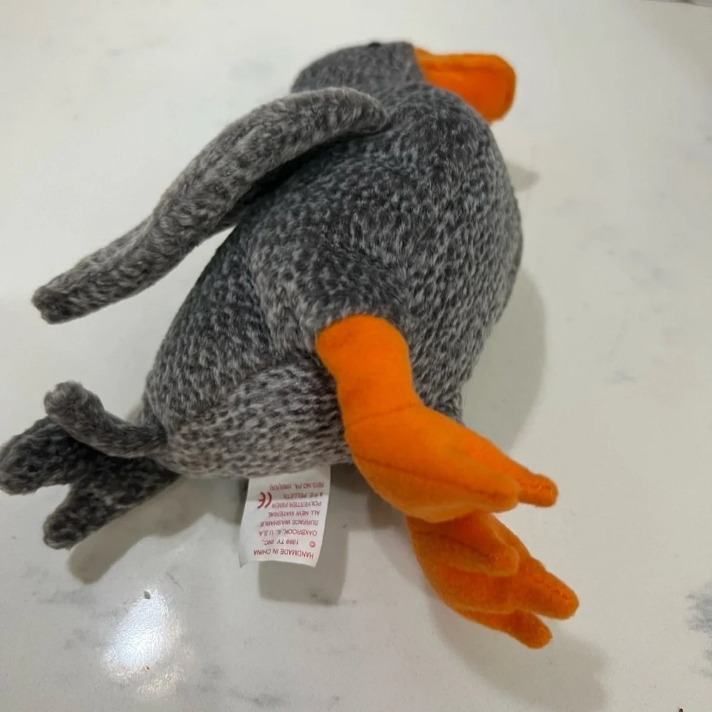 Plush Gray and Orange Bird Toy